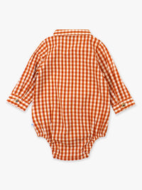 Rust Gingham Long Sleeve Button Down Bodysuit