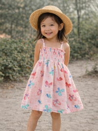 Whimsical Butterflies / Muslin Smocked Tube Dress