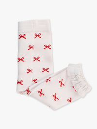 Red Bow Patterned Footless Ruffle Tights