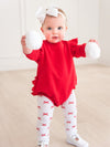 Red Bow Patterned Footless Ruffle Tights