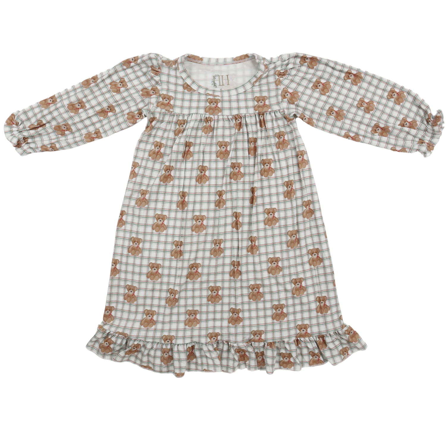 Girls Beary Merry Christmas Long Sleeve Nightgown