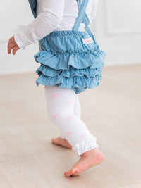 Pink Bow Patterned Footless Ruffle Tights