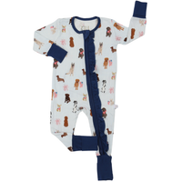 Girls Patriotic Pups Double Zipper Romper Sleeper