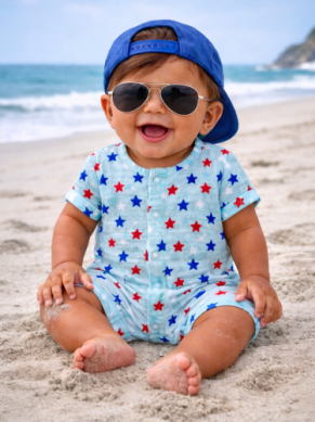 Splendid Stars Blue / Muslin Henley Shortall