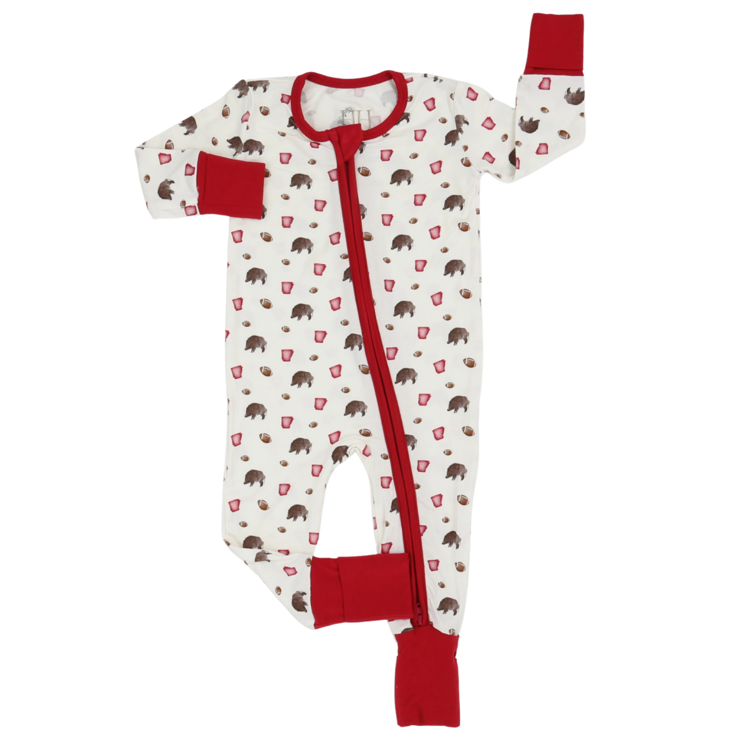 Boys Razorback Pom Zipper Romper Sleeper